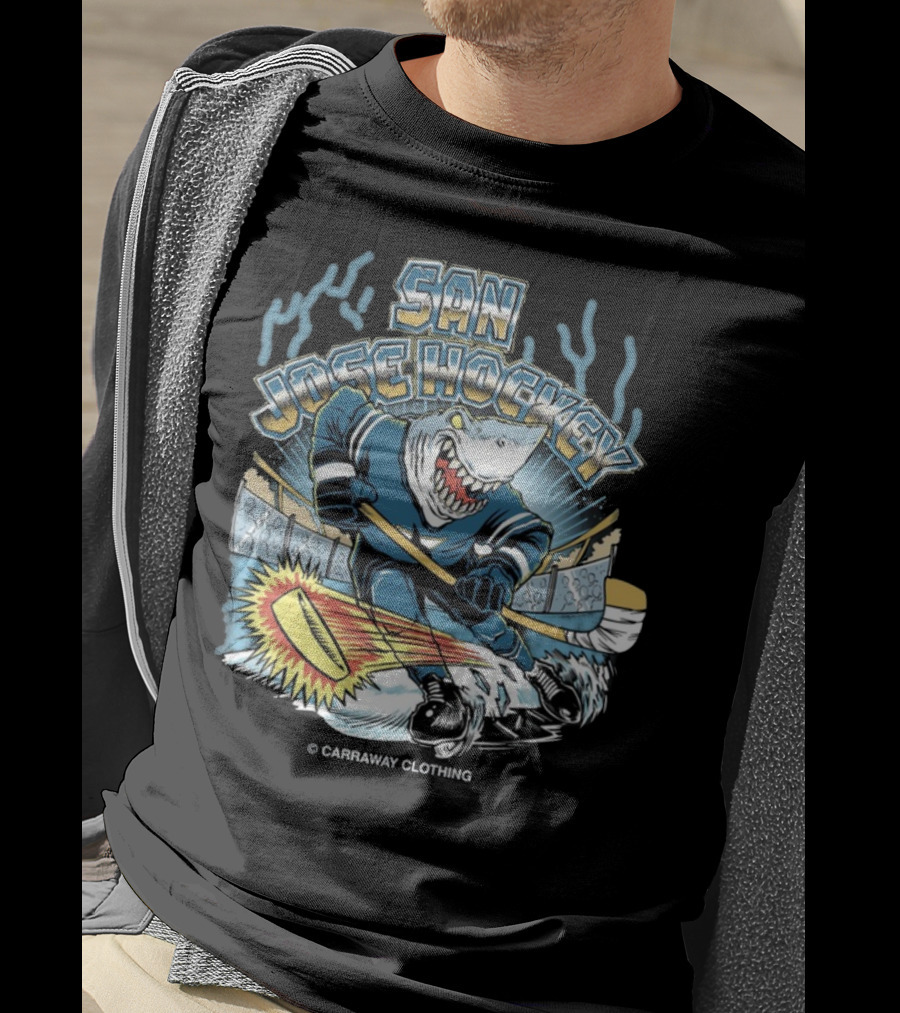 San Jose Hockey Shark Ice Action Caraway Clothing T-Shirt