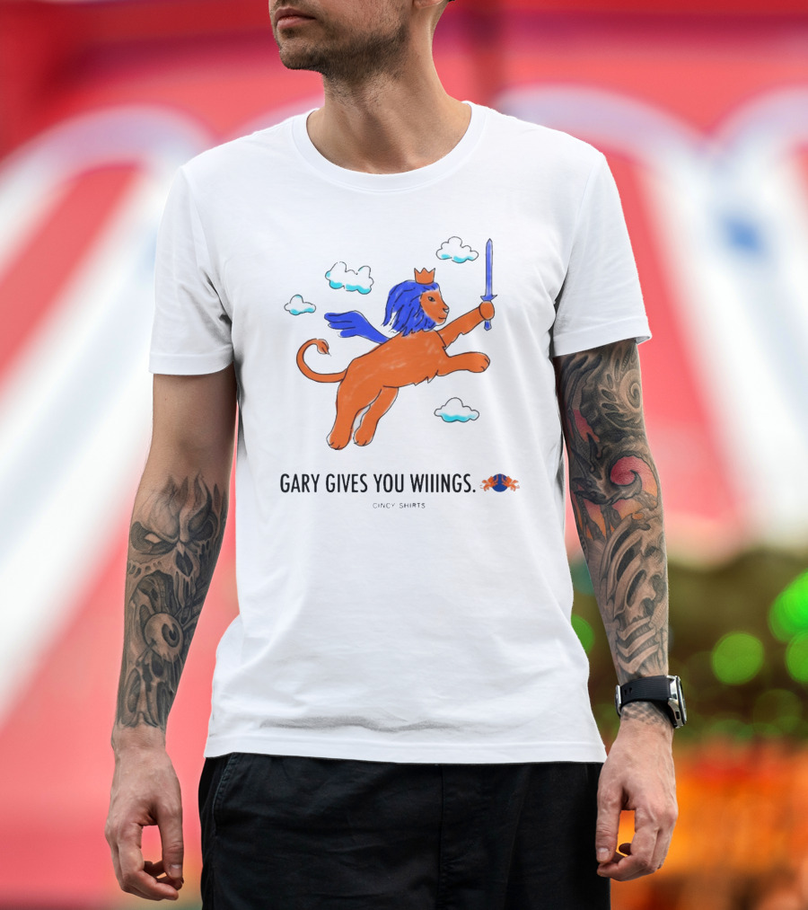 Gary Gives You Wings Flying Lion Sword Clouds Cincy T-Shirt