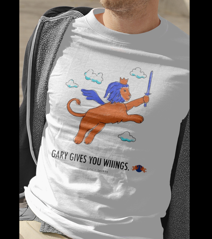 Gary Gives You Wings Flying Lion Sword Clouds Cincy T-Shirt