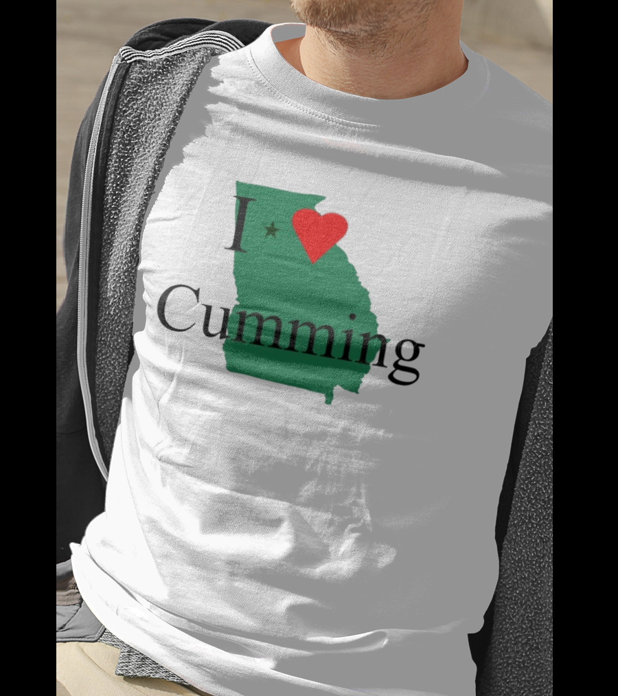 I Love Cumming Georgia Map With Heart And Star T-Shirt