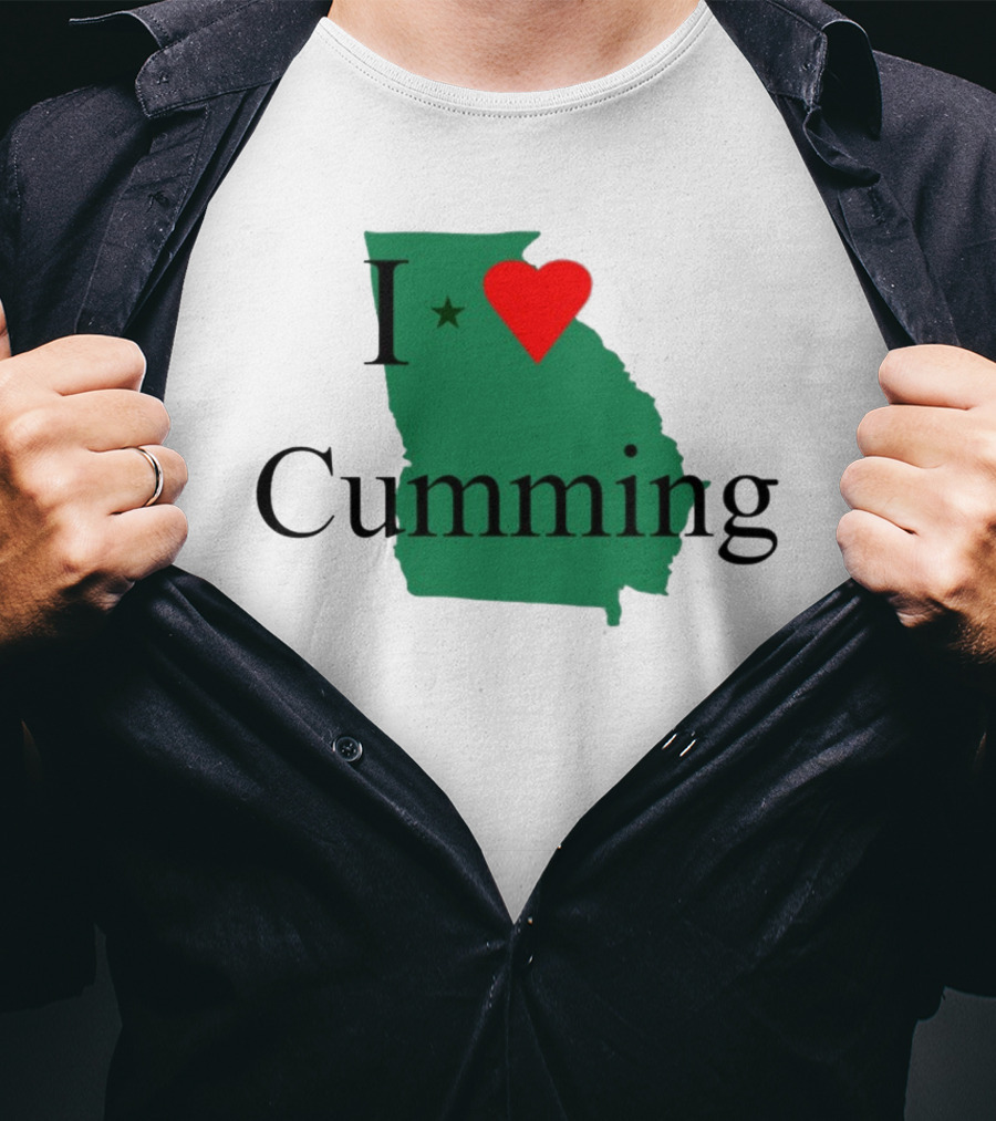 I Love Cumming Georgia Map With Heart And Star T-Shirt