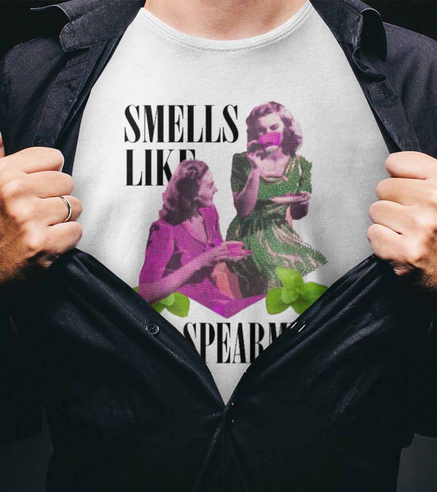 Smells Like Tea Spearmint Retro Women Green Pink Cups T-Shirt