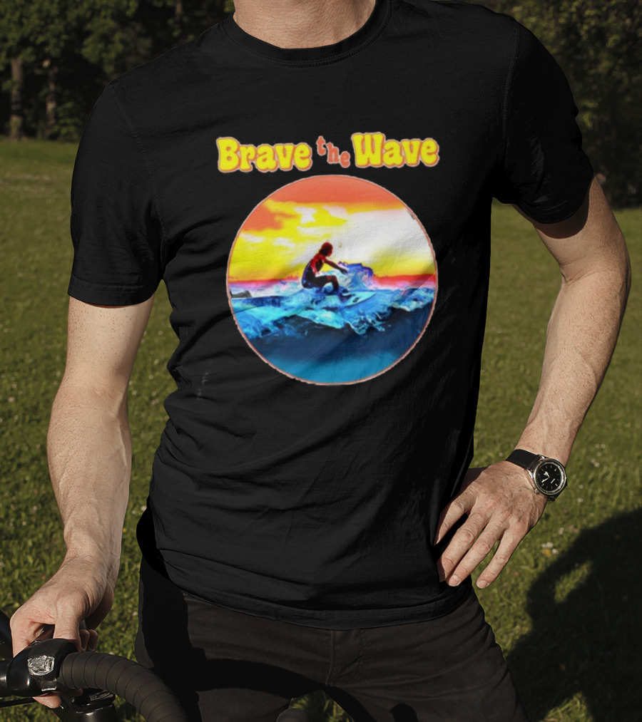 Brave The Wave Surfer At Sunset T-Shirt