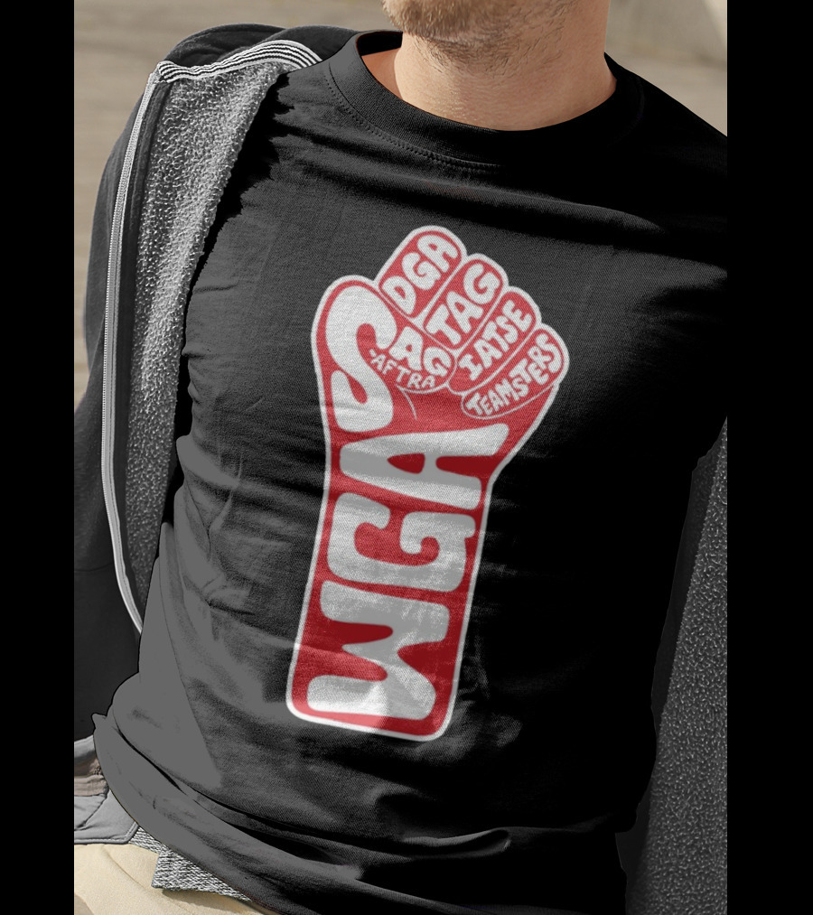 WGA Strike SAG-AFTRA DGA TAG IATSE Teamsters Solidarity Fist T-Shirt