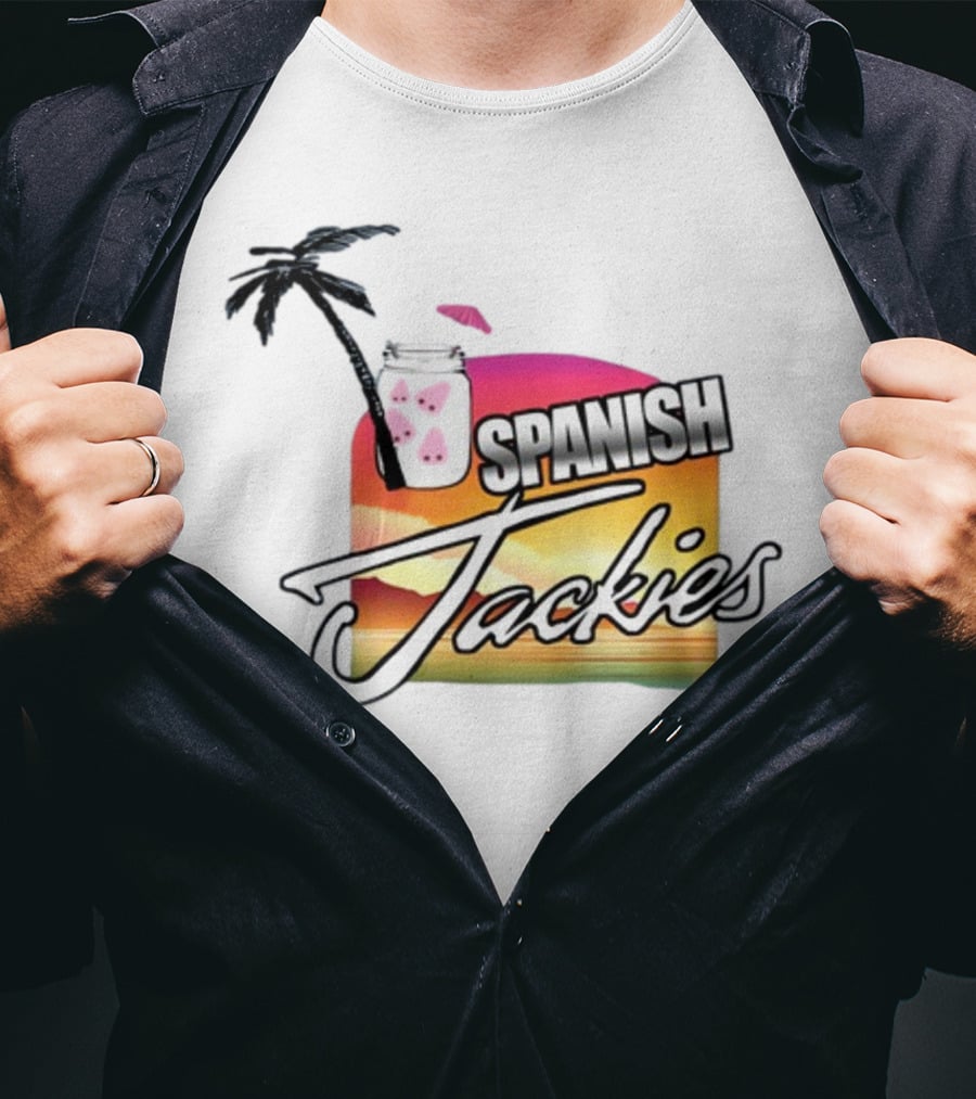 Spanish Jackies Sunset Palm Tree Drink T-Shirt