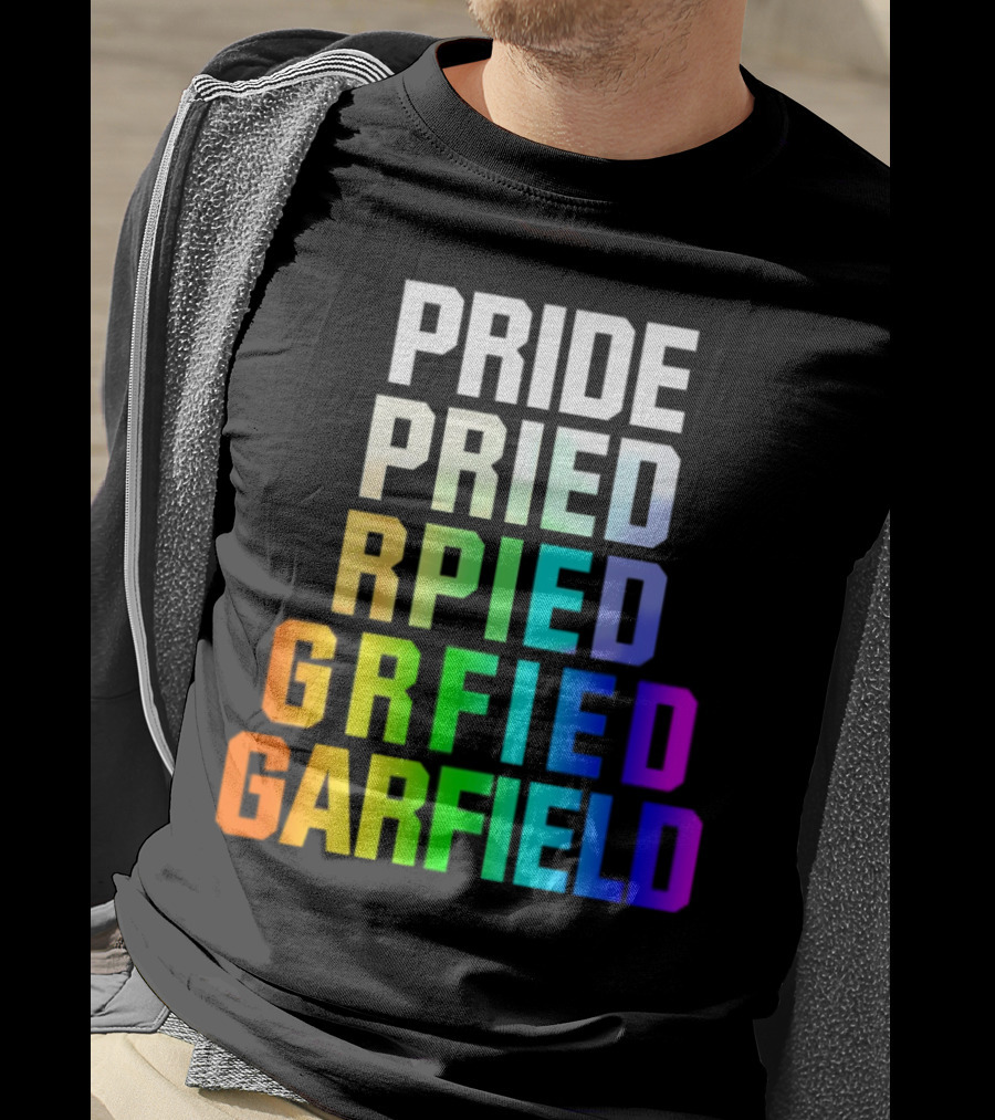 Pride Rainbow Garfield Parody Text Evolution T-Shirt