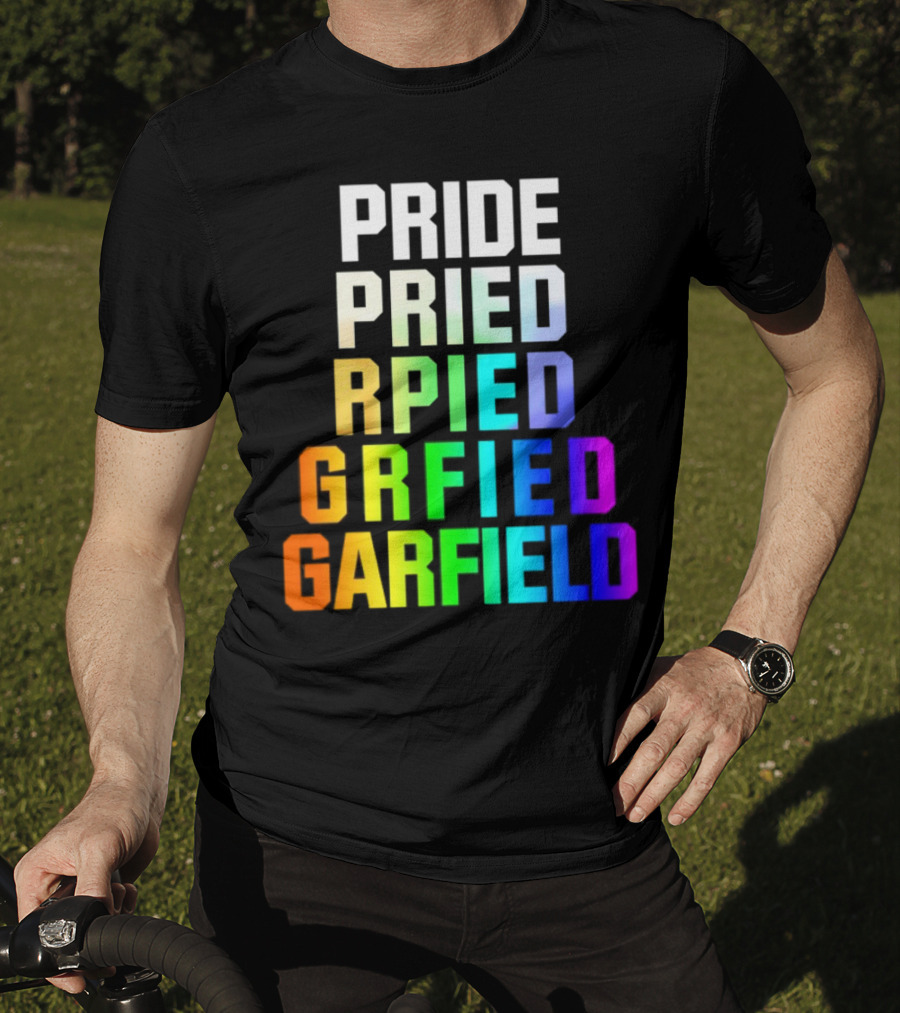 Pride Rainbow Garfield Parody Text Evolution T-Shirt