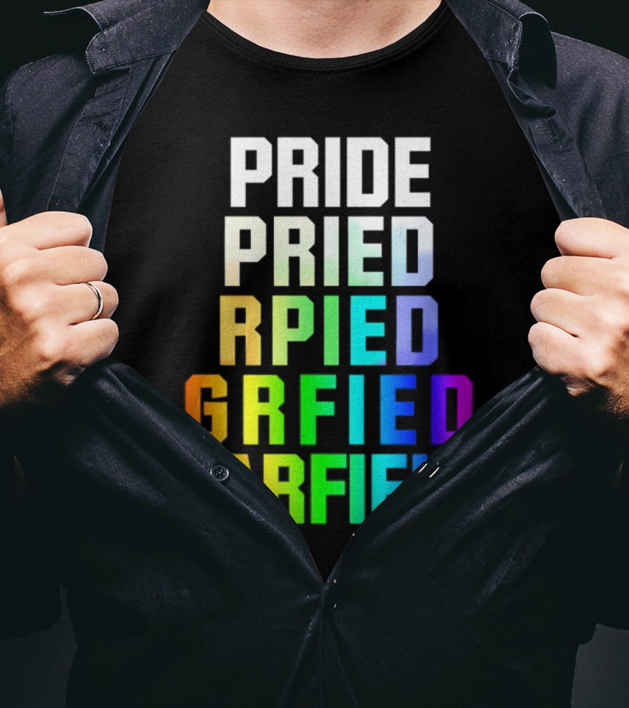 Pride Rainbow Garfield Parody Text Evolution T-Shirt