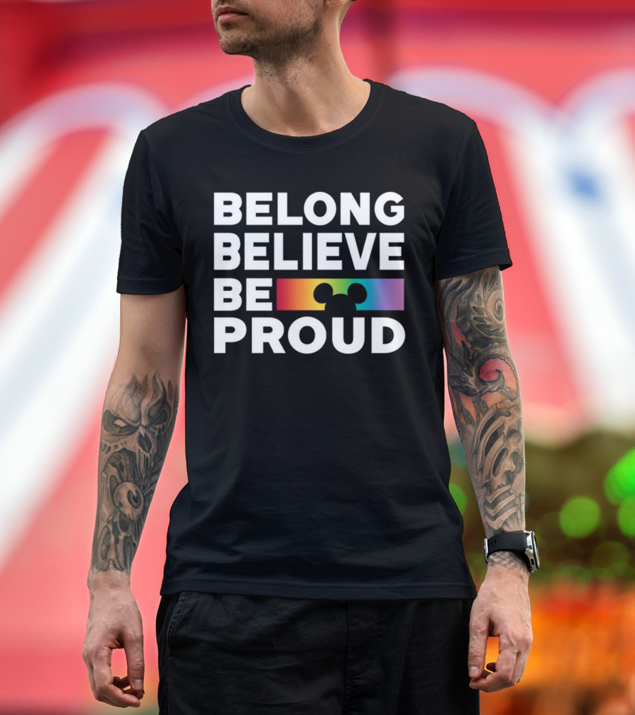 Belong Believe Be Proud Rainbow Mickey T-Shirt