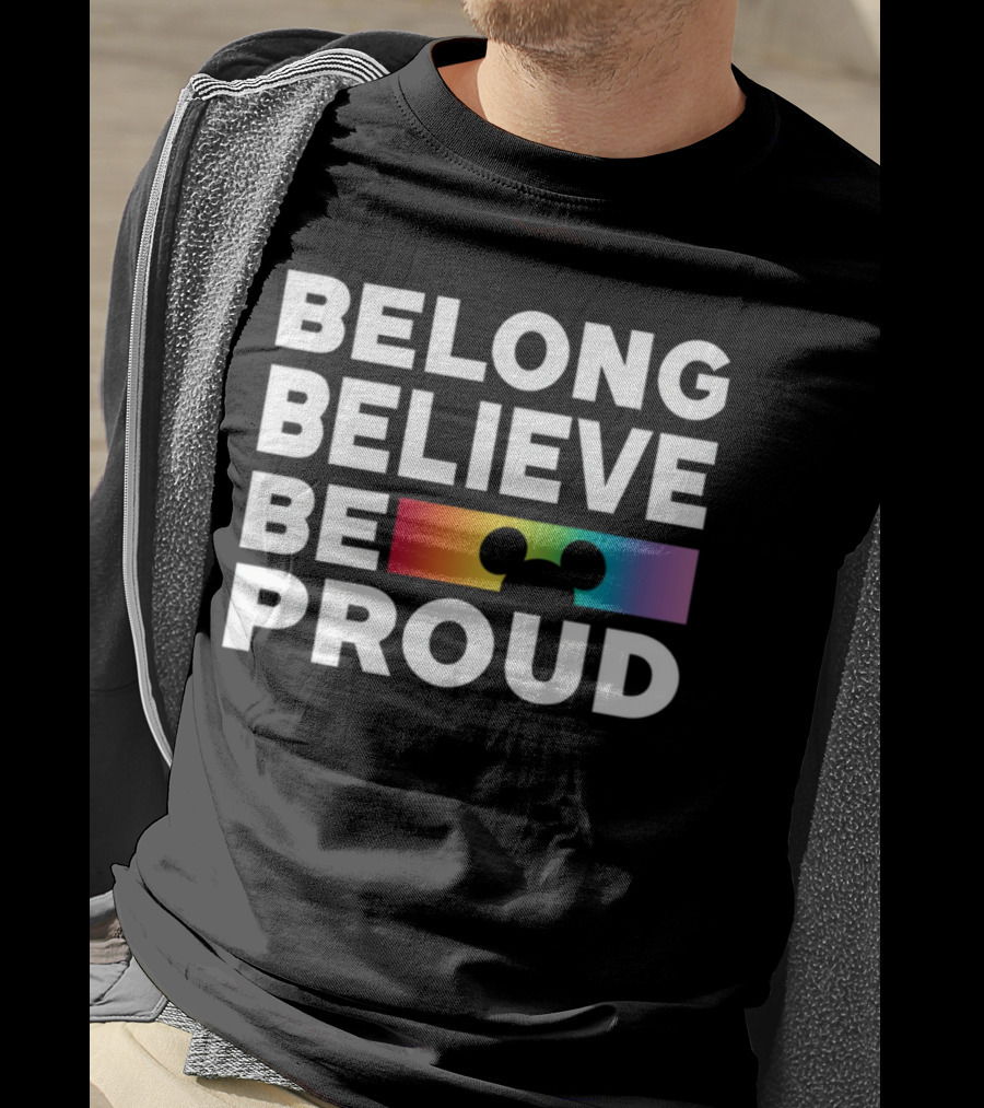 Belong Believe Be Proud Rainbow Mickey T-Shirt