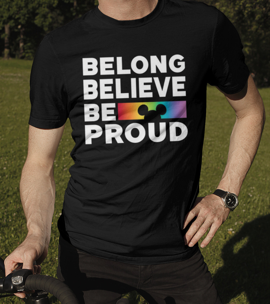 Belong Believe Be Proud Rainbow Mickey T-Shirt