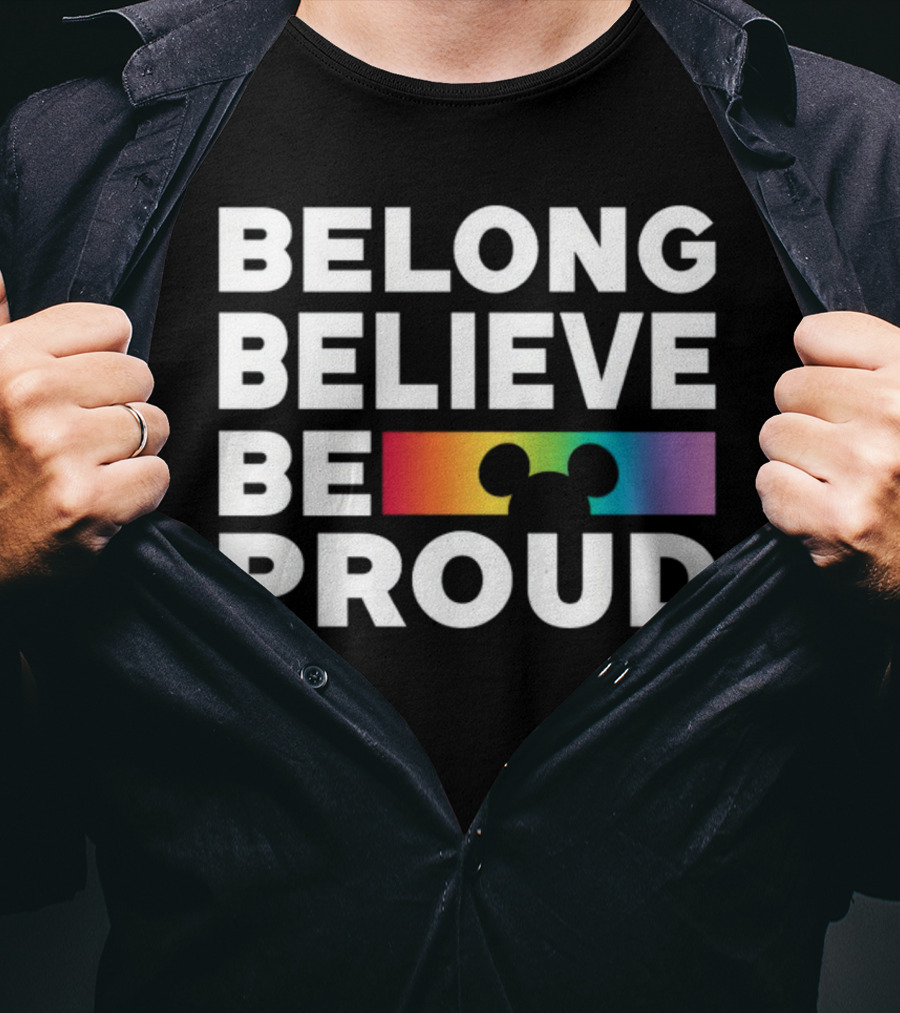 Belong Believe Be Proud Rainbow Mickey T-Shirt