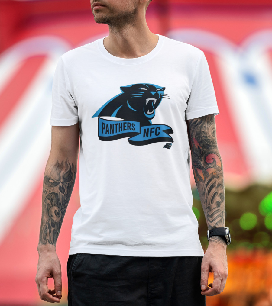 Men's Carolina Panthers New Era Cream Sideline Chrome Logo Panthers NFC T-Shirt