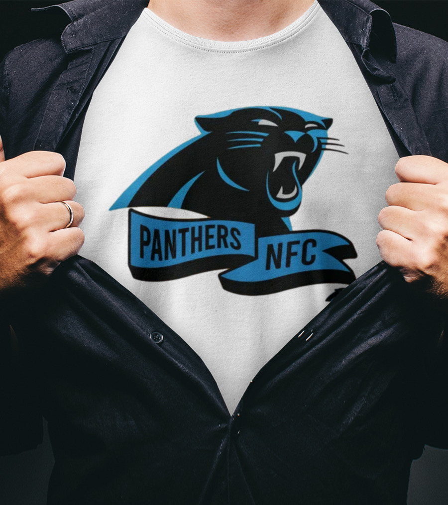 Men's Carolina Panthers New Era Cream Sideline Chrome Logo Panthers NFC T-Shirt