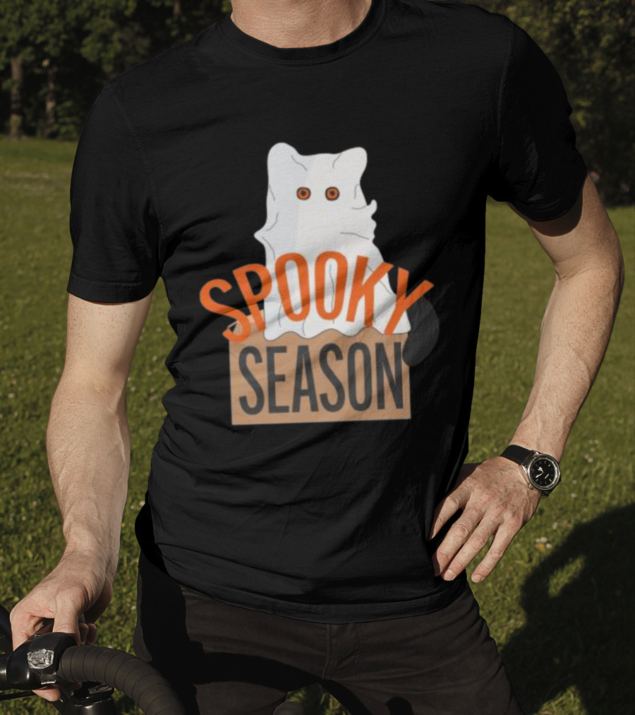 Spooky Season Cute Cat As Ghost Halloween T-Shirt