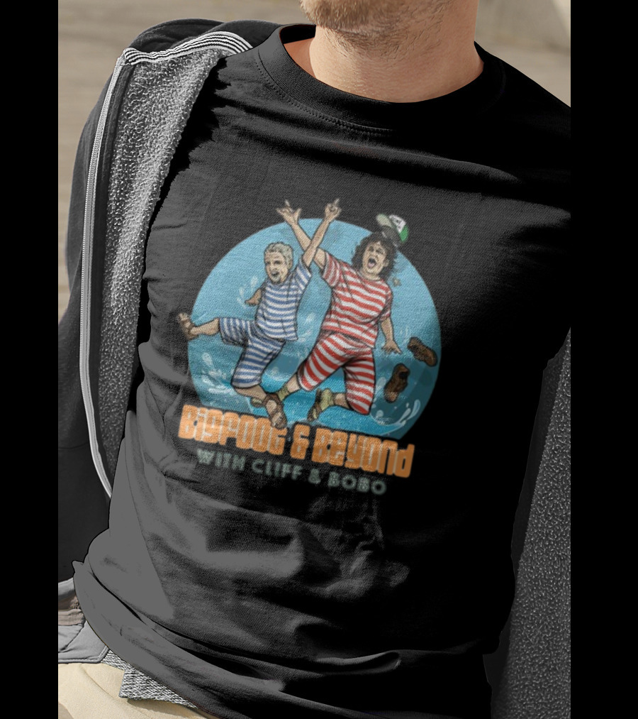 Bigfoot And Beyond With Cliff And Bobo Striped Jumpsuits Joyful Leap T-Shirt