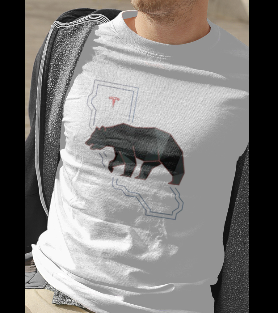 California Tech Bear Silhouette Tesla Outline T-Shirt