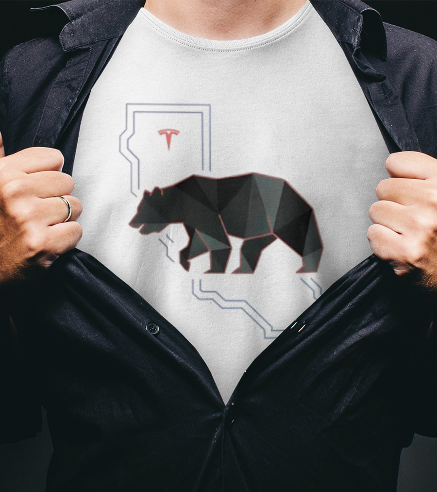 California Tech Bear Silhouette Tesla Outline T-Shirt