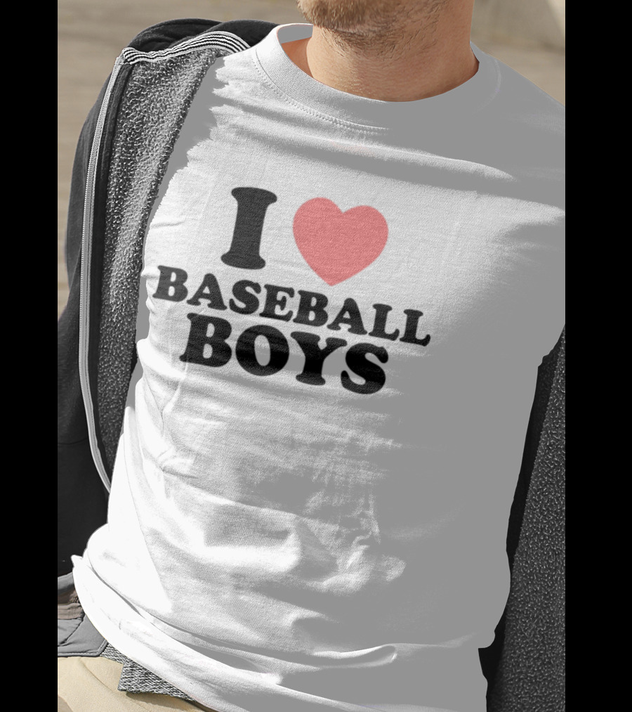 Gabb Goudy I Love Baseball Boys Red Heart Text T-Shirt