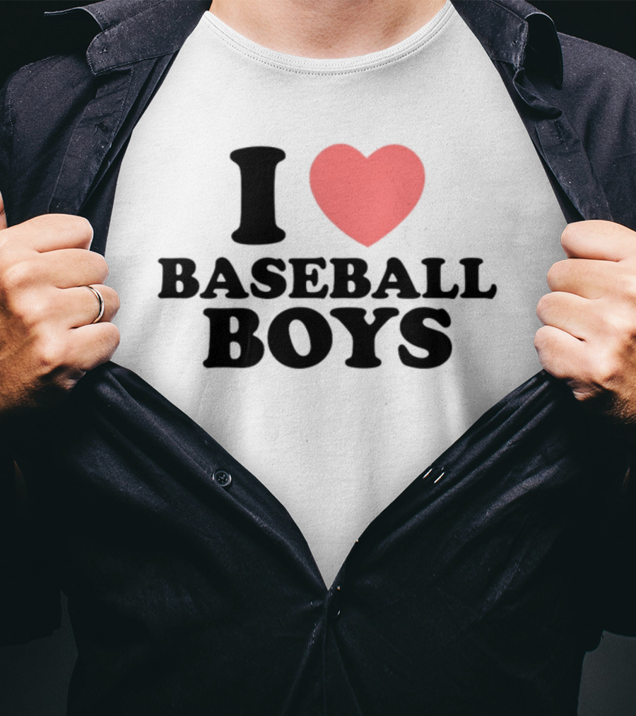 Gabb Goudy I Love Baseball Boys Red Heart Text T-Shirt