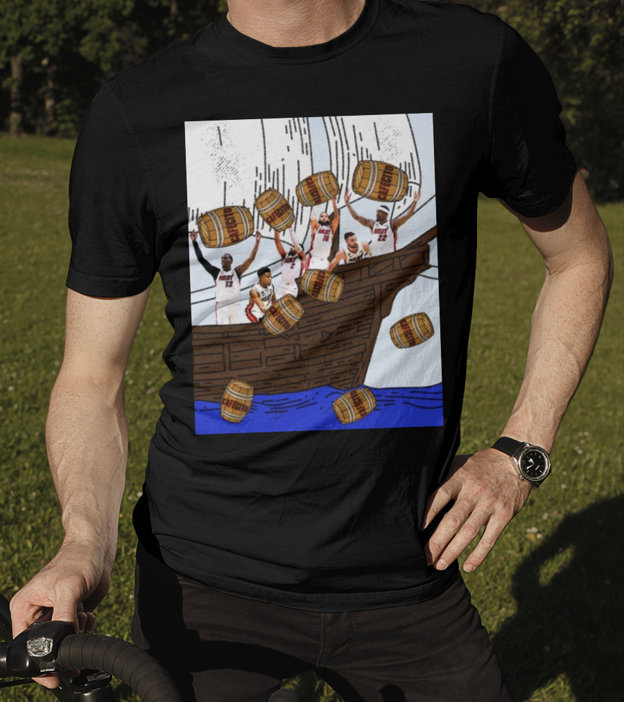 Miami Heat Cafecito Party Ship Adventure Before Flight To Denver T-Shirt