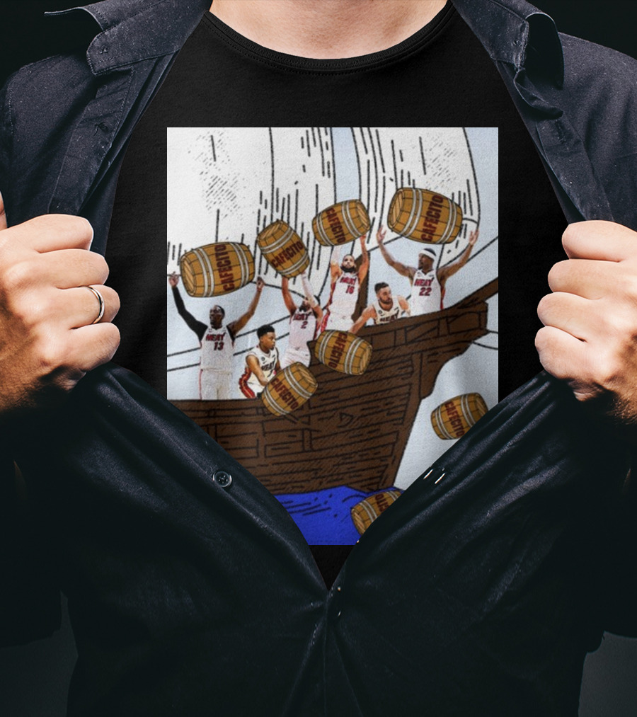 Miami Heat Cafecito Party Ship Adventure Before Flight To Denver T-Shirt