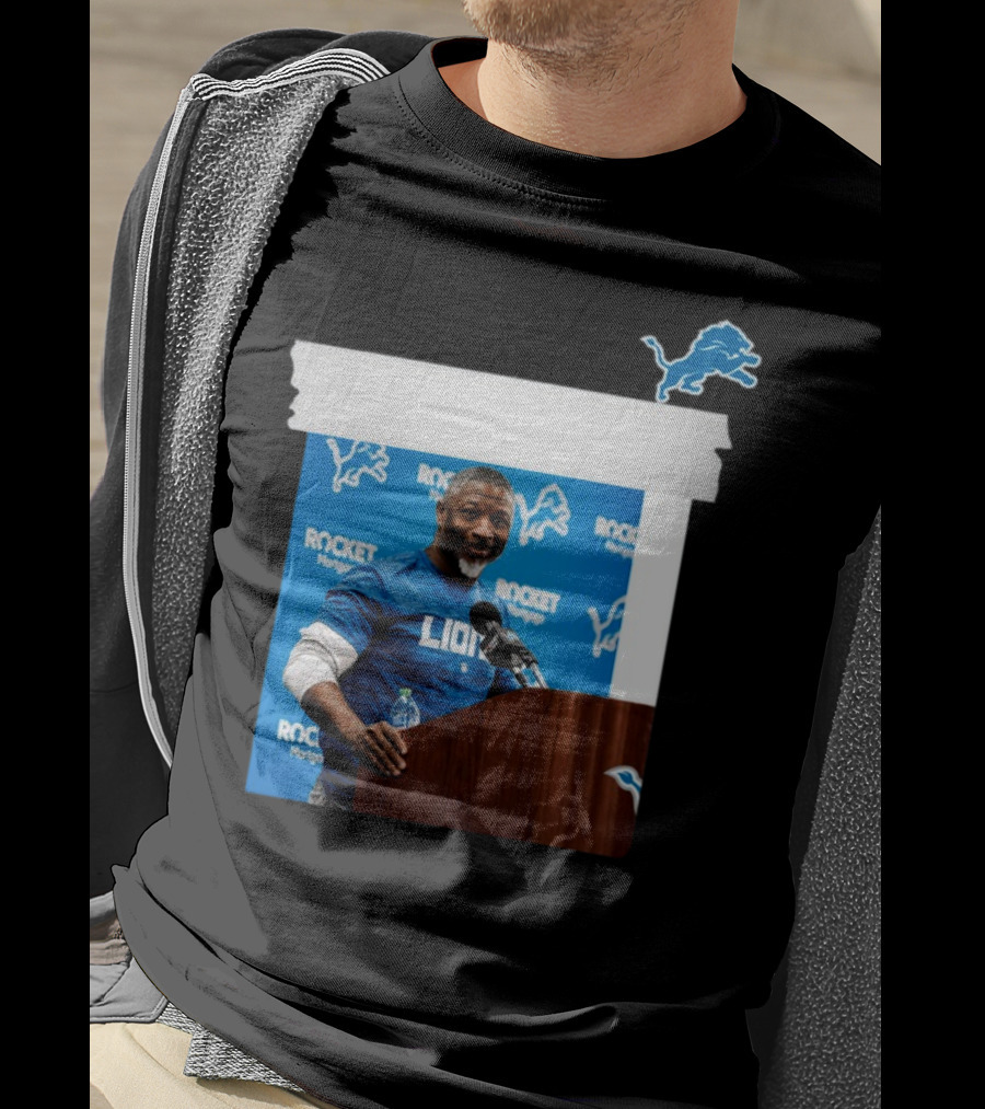 Lions DC Aaron Glenn Rocket Mortgage Press Conference Detroit Football T-Shirt