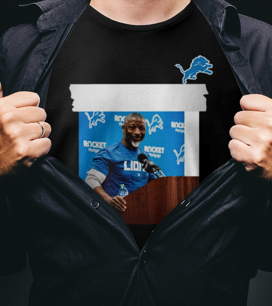 Lions DC Aaron Glenn Rocket Mortgage Press Conference Detroit Football T-Shirt