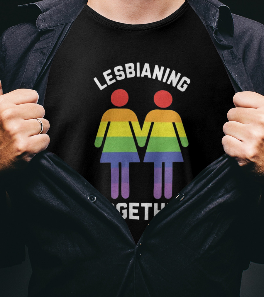 Lesbianing Together Rainbow Figures Holding Hands T-Shirt
