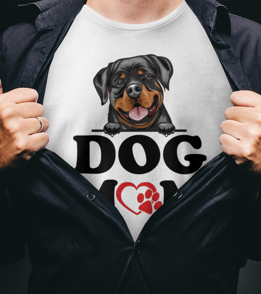 Rottweiler Dog Mom Heart Paw Design For Rottweiler Stickers Enthusiasts T-Shirt