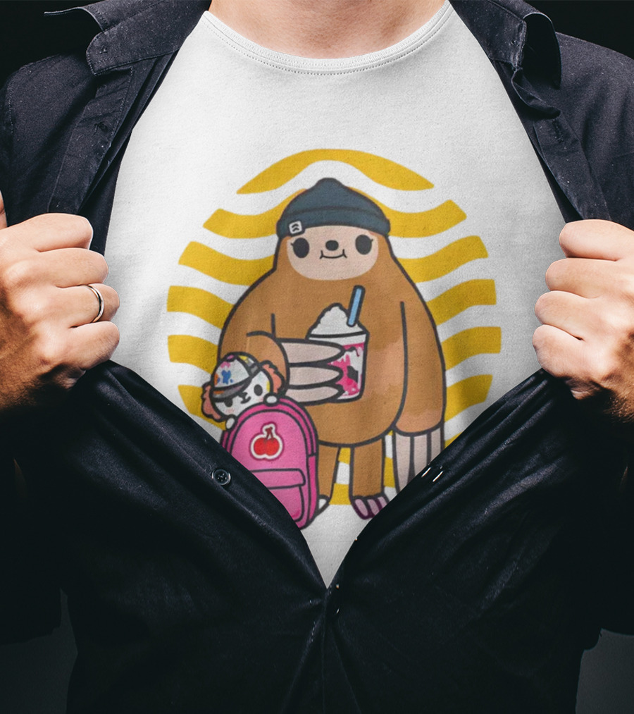 Toca Boca New Custom Prints Store Backpack Sloth With Drink And Hat Ripple T-Shirt
