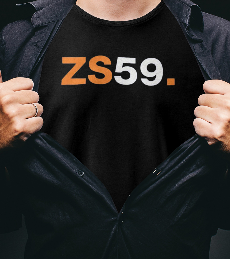 ZS59 Black And Orange Block Text T-Shirt