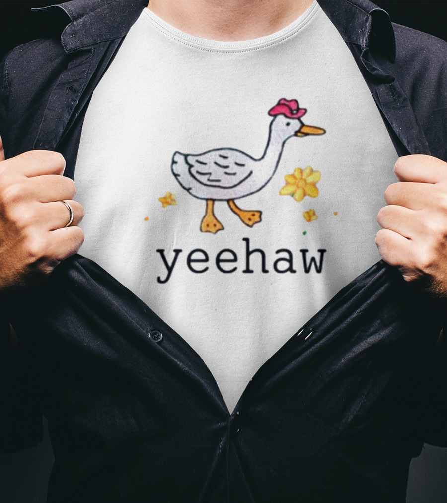Vixella Yeehaw Duck With Hat And Flowers T-Shirt