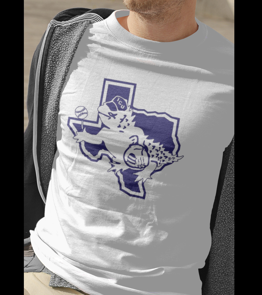 Sickos Committee Texas TCU Horned Frog Mascot Basketball And Football Texas Outline T-Shirt