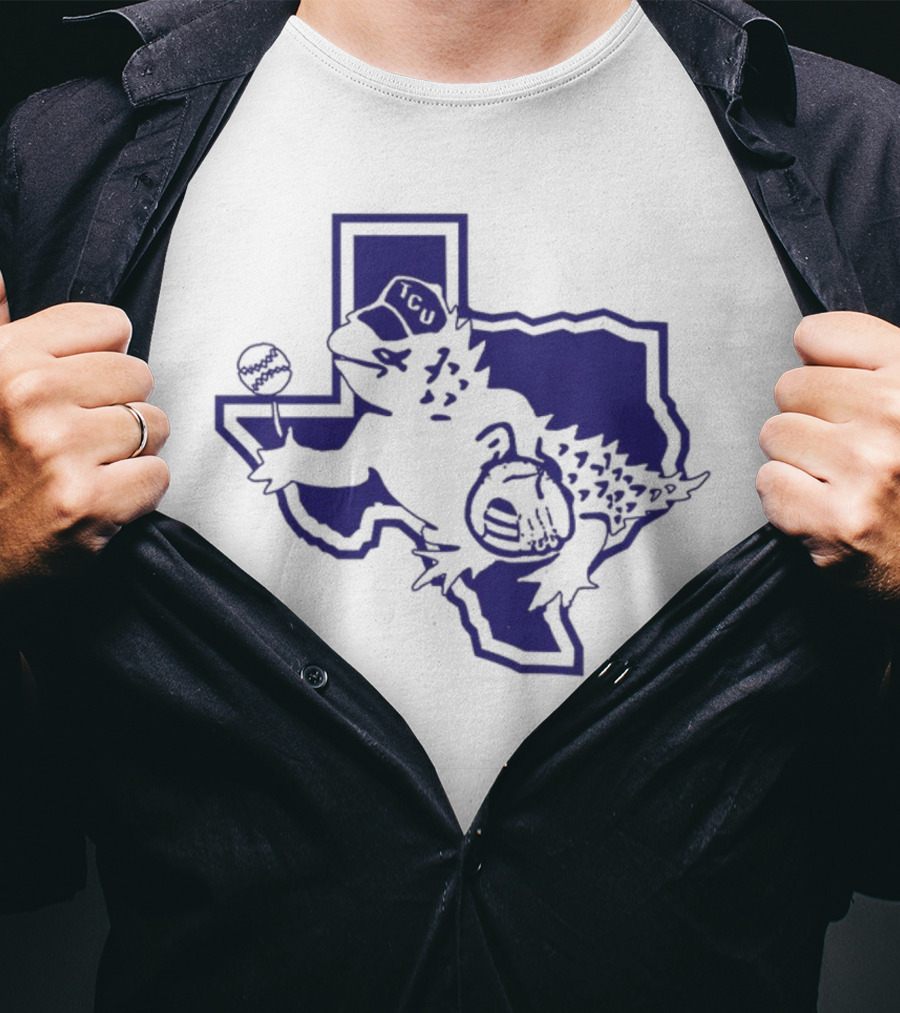Sickos Committee Texas TCU Horned Frog Mascot Basketball And Football Texas Outline T-Shirt