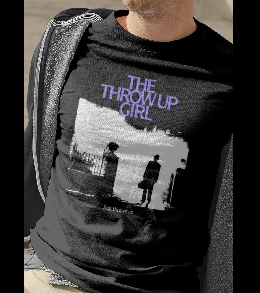 The Throw Up Girl She Throws Up Silhouette Against Gate Background T-Shirt