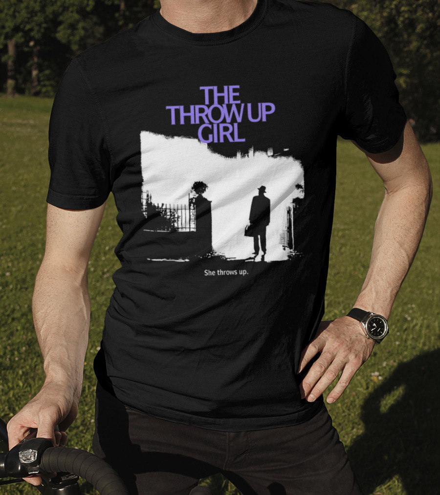 The Throw Up Girl She Throws Up Silhouette Against Gate Background T-Shirt