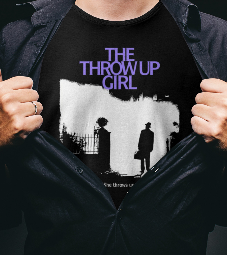 The Throw Up Girl She Throws Up Silhouette Against Gate Background T-Shirt