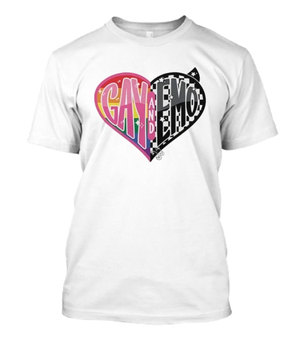 Jessie Paege Gay And Emo Heart Rainbow Checkerboard T-Shirt