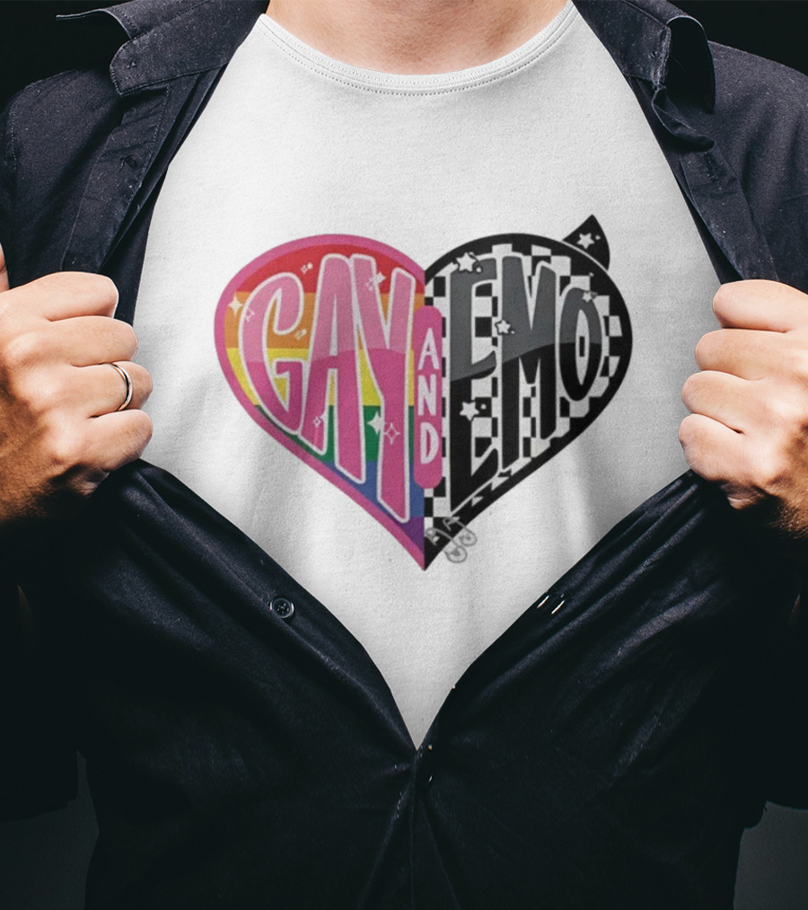 Jessie Paege Gay And Emo Heart Rainbow Checkerboard T-Shirt