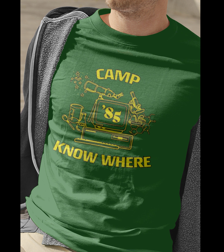 Camp Know Where '85 Science Computer Microscope Telescope Chemistry T-Shirt