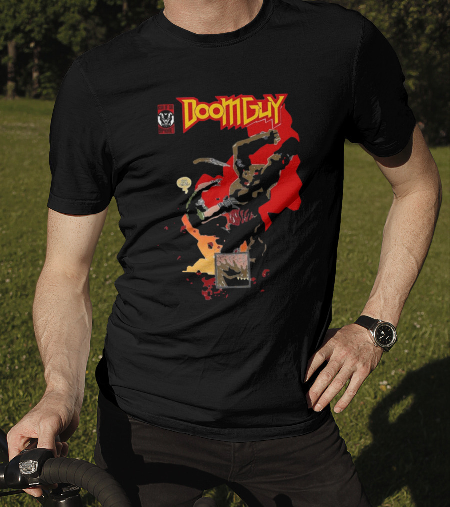 Doomguy The Shores Of Hell Demon Battle Comic T-Shirt