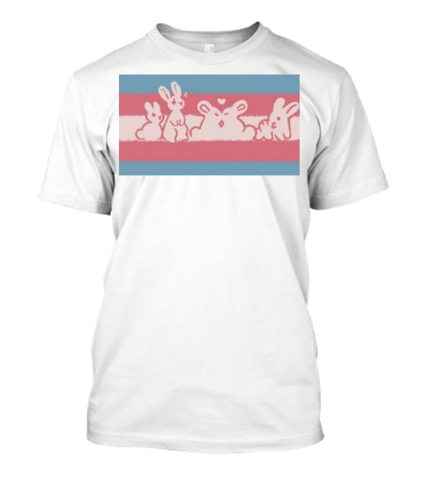 Starsleeps Trans Pride Rabbits On Transgender Flag Background T-Shirt