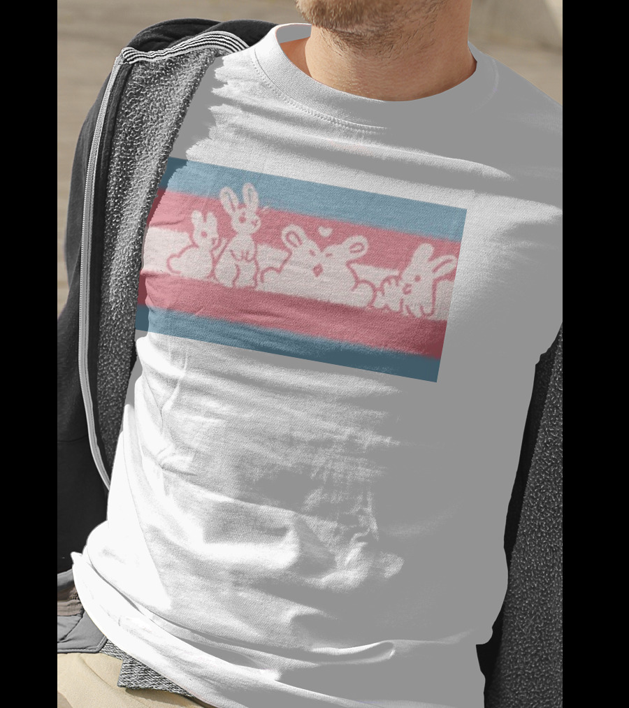 Starsleeps Trans Pride Rabbits On Transgender Flag Background T-Shirt