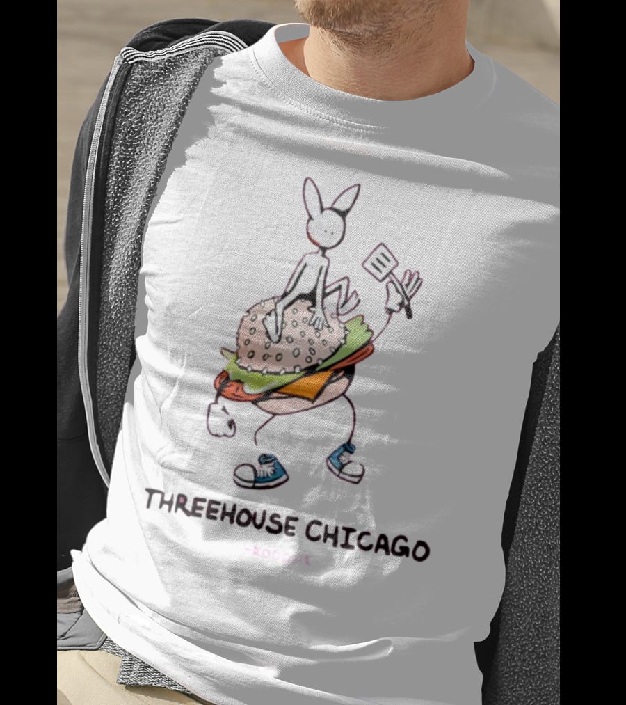 THREEHOUSE CHICAGO KODONE Burger Bunny Character Sneakers Spatula T-Shirt