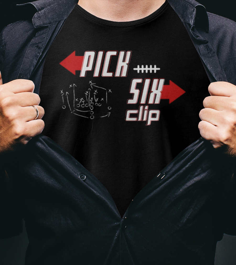 Pick Six Clip Football Play Diagram T-Shirt