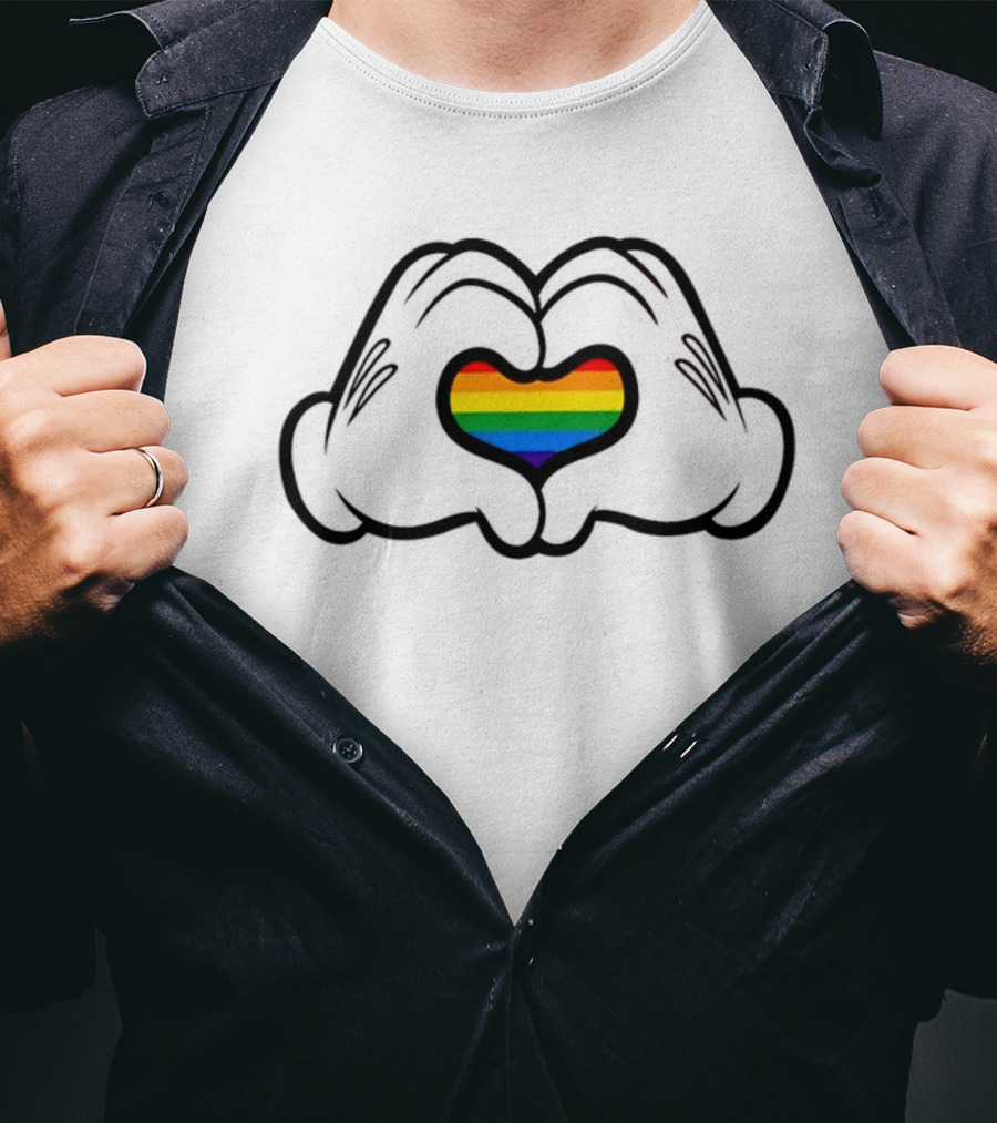 Mickey Hands Rainbow Heart Pride T-Shirt