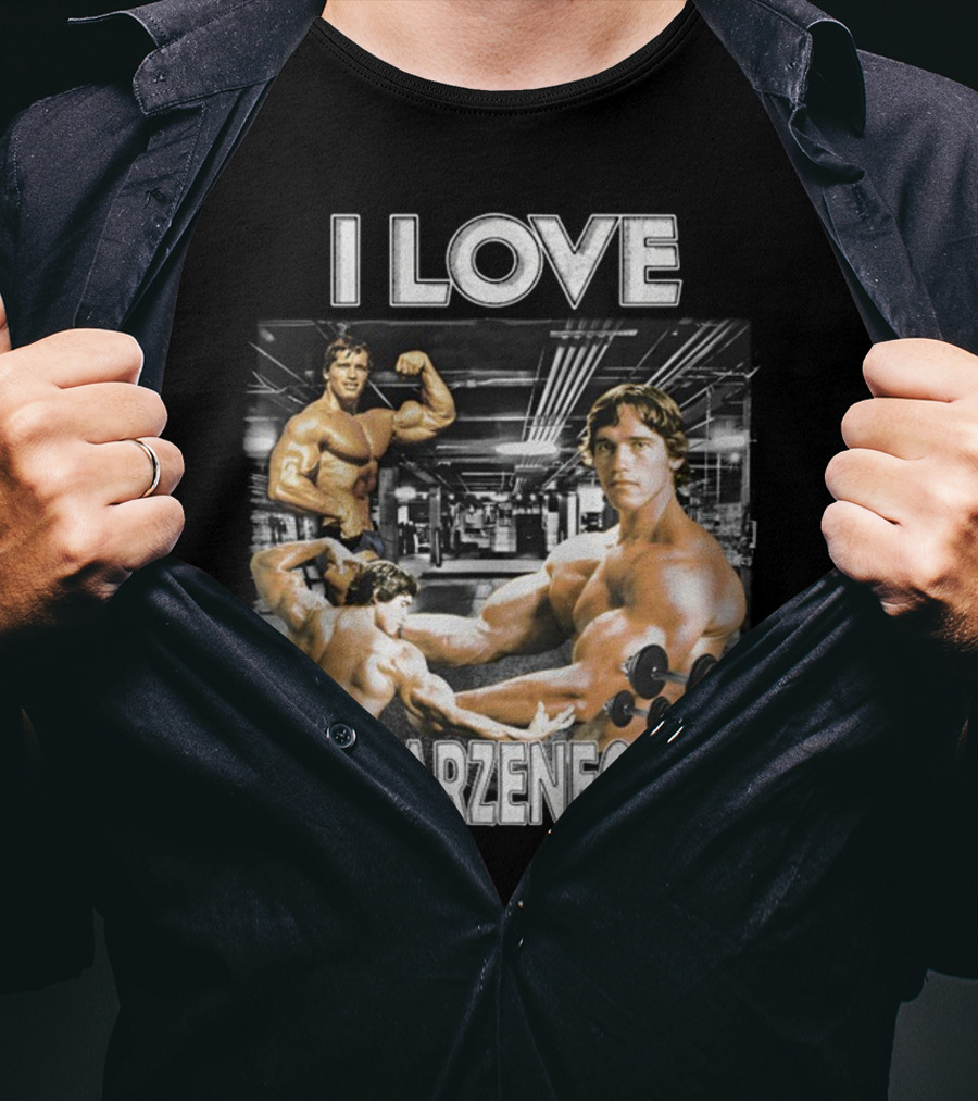 I Love Schwarzenggers Bodybuilding Gym Poses Workout Dumbbells T-Shirt