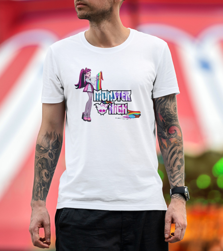 Monster High Draculaura Holding Pride Rainbow Flag T-Shirt