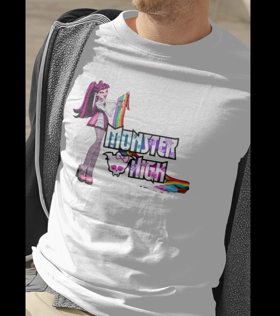 Monster High Draculaura Holding Pride Rainbow Flag T-Shirt
